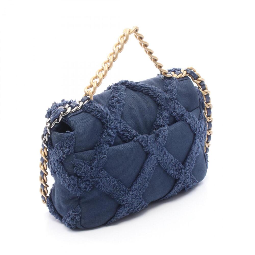 Chanel 19 Dixneuf Matelassé Shoulder Bag/Handbag, Canvas, Women's, Navy, AS1160 - Picture 2 of 10
